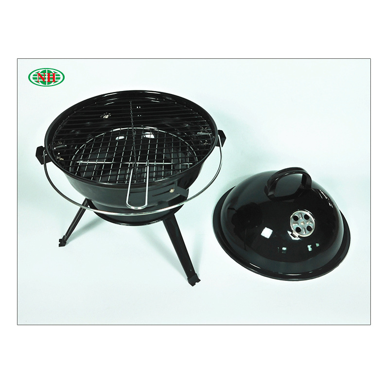 Parrilla de barbacoa plegable de hierro negro esmalte 14,5 pulgadas ronda barbacoa parrilla barbacoa trípode manzana barbacoa