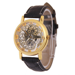Manufacturer wholesale casual Korean version non-mechanical watch men's quartz watch double-sided see-through hollow watch men's model