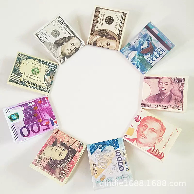 工厂直营新款pu男士钱包各国钱币图案折叠女士钱夹钱包卡包