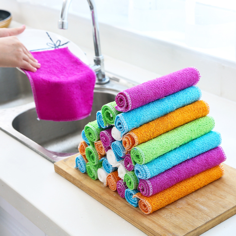Korean superfine bamboo fiber dishwashing towel/lint-free and oil-free dishwashing cloth/bamboo charcoal degreasing dishwashing cloth