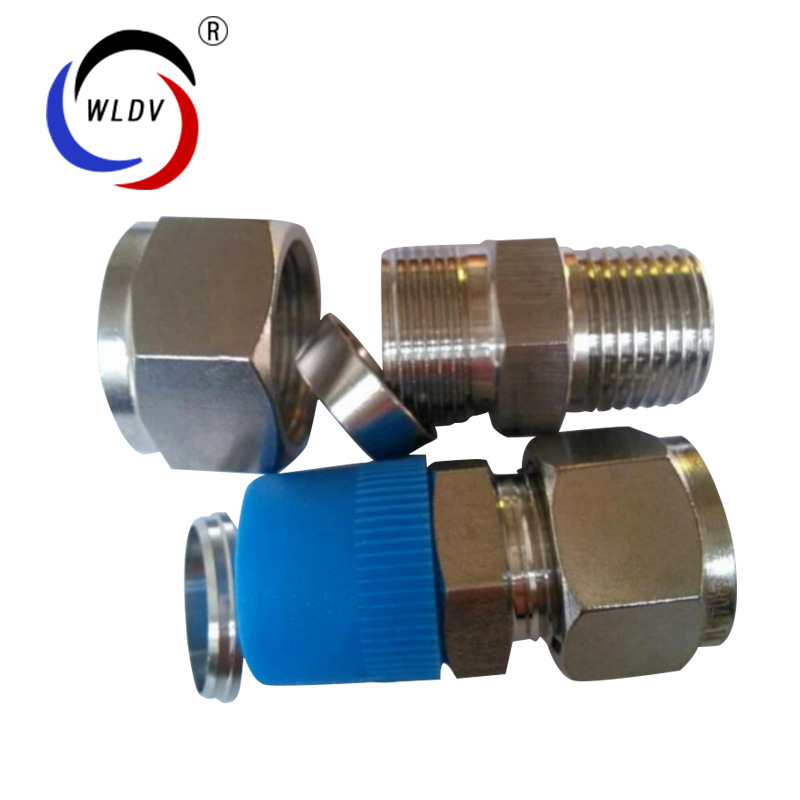 不锈钢卡套接头 卡套式终端接头卡套锥螺纹直通管接头 双卡套接头