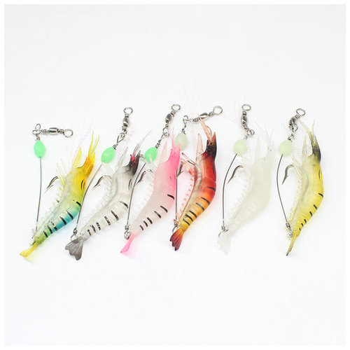 Luya bait, fake shrimp with hooked shrimp 9cm/6g, bionic bait, simulated soft bait, soft shrimp, luminous curled mouth, black fish