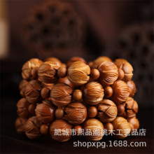 桃木莲花珠手串手工雕刻 桃核雕刻莲花手串 情侣款念珠饰批发