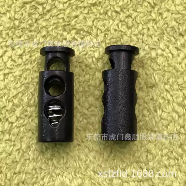 Factory spot high quality long plastic spring buckle double hole elastic rope adjustment buckle sports shoes plastic buckle