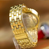 Metal steel belt, golden quartz watch