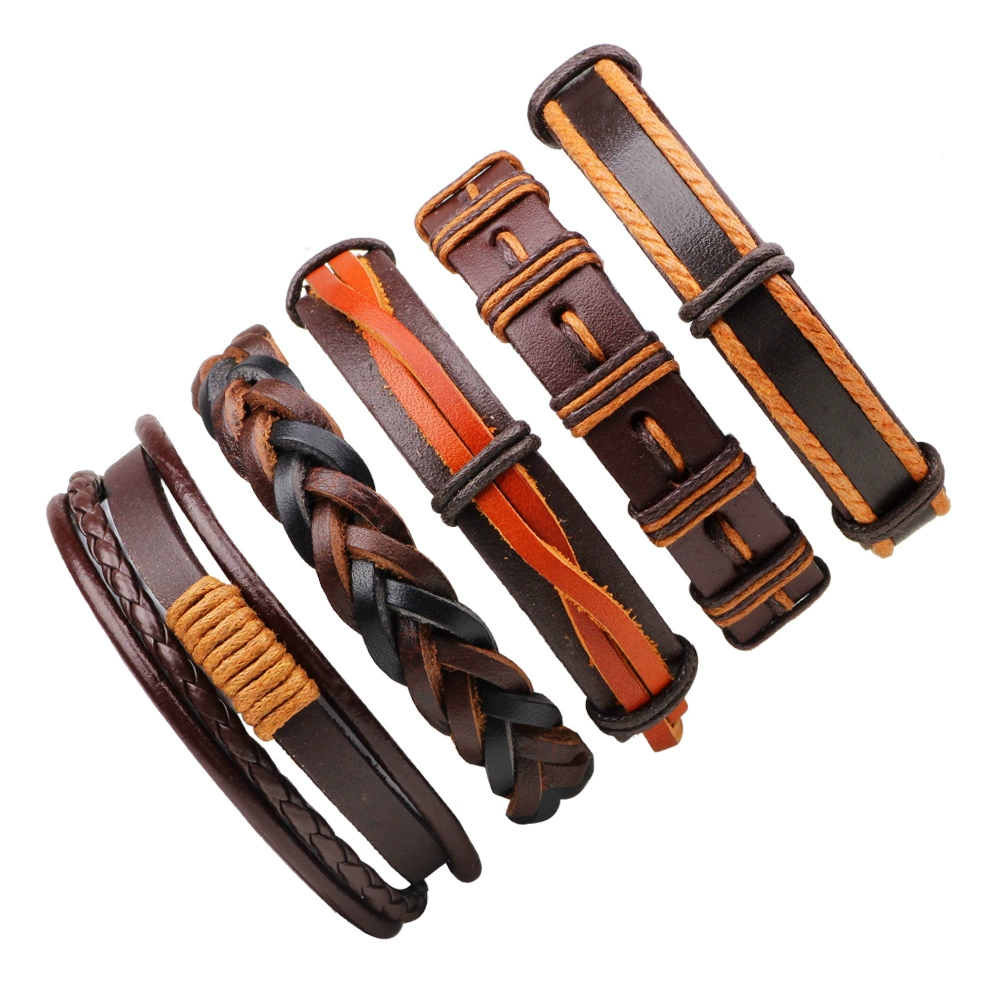 Men's retro woven bracelet, set, jewelry, punk style, Birthday gift