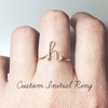 Ring with letters, fashionable golden accessory, wish, pink gold