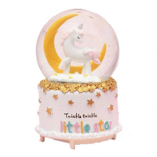 Creative Birthday Gift Unicorn Crystal Ball Music Box Cartoon Resin Ornament Home Decor Gift Wholesale
