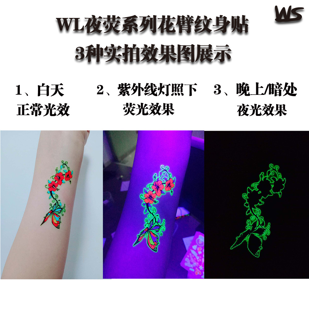 Tatuajes Temporales Luminosos Fluorescentes de Papel de Transferencia de Agua para Halloween image 6