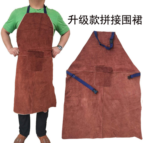 Thickened and enlarged cowhide welding apron, wear-resistant, anti-scald, flame-retardant, high-temperature resistant protective cover, welding workwear