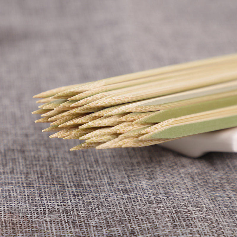 Escarcha verde pinchos de bambú plana pinchos de cordero palo plano desechable palo de barbacoa palo de bambú plana