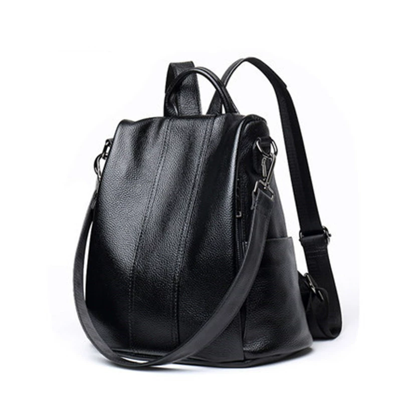 Universal fashionable backpack, shoulder bag, genuine leather