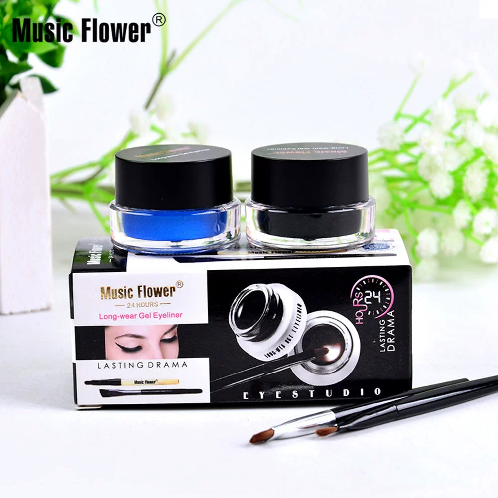 Двухцветный гелевой подводка для глаз (Music Flower) M1007, черный + коричневый, 3 г × 2, стойкость длинная водостойкость