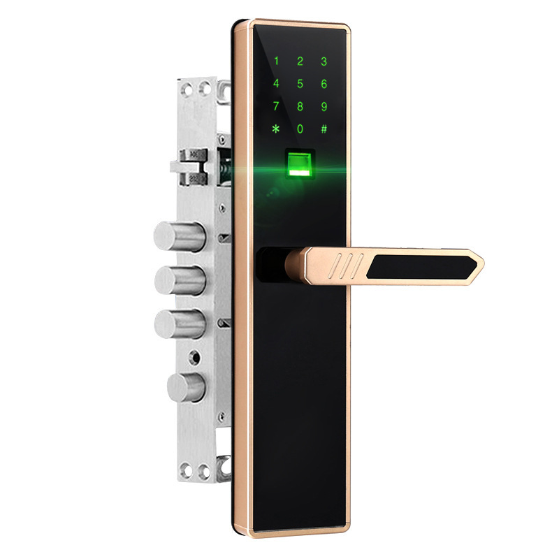 批发家用电子密码锁 智能卡识别指纹钥匙四合一家居防盗门指纹锁