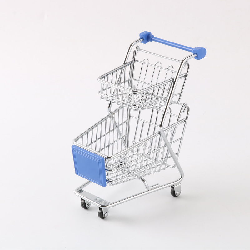 Suministro directo de fábrica mini carrito de compras creativo comercio exterior exportación al por mayor carro de hierro de doble capa Tiancheng hardware
