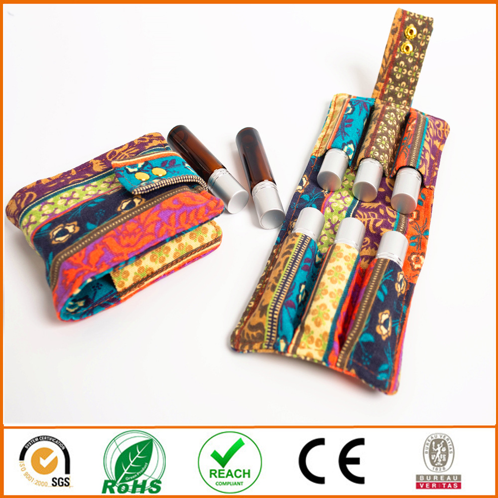 现货帆布精油收纳包 6只装10ml滚珠瓶精油袋外贸新爆款工厂