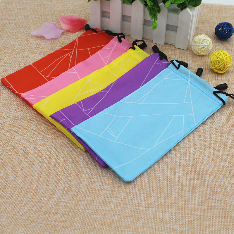 Wholesale small fresh travel portable large glasses bag simple artistic fabric sunglasses storage drawstring pocket