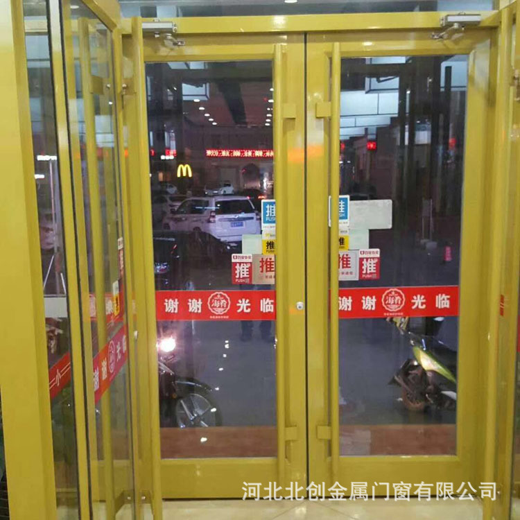 工厂批发供应定制平开铝合金玻璃肯德基门 门市店铺铝合金型材门