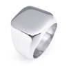 Brand fashionable square glossy ring stainless steel, European style, suitable for import