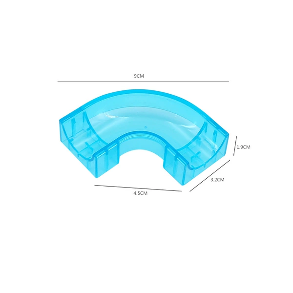 Two-way long curved track-transparent blue