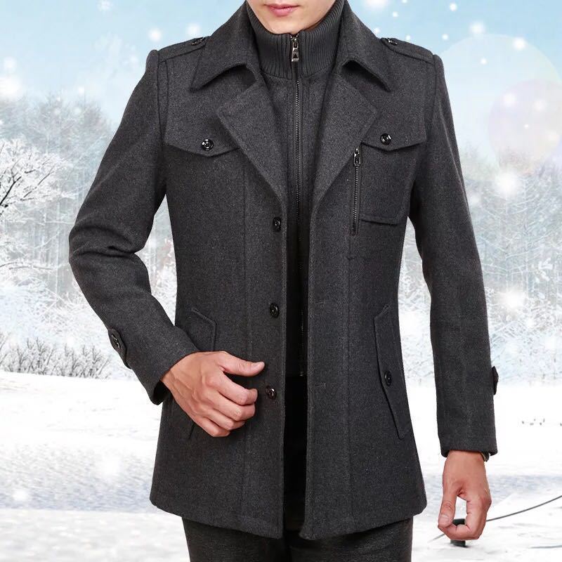 Carefully Selected Winter Men's Woolen Coats, Mid-Length Korean-Style Trench Coats for Middle-Aged and Elderly Men, Popular Foreign Trade Products Carefully Selected Winter Men's Woolen Coats, Mid-Length Korean-Style Trench Coats for Middle-Aged and Elderly Men, Popular Foreign Trade Products