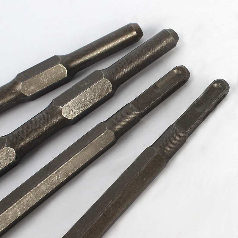 Wire steel electric hammer electric pick slotted chisel square four pits widened hexagonal widened U-shaped with hook Wall electric shovel head drill bit