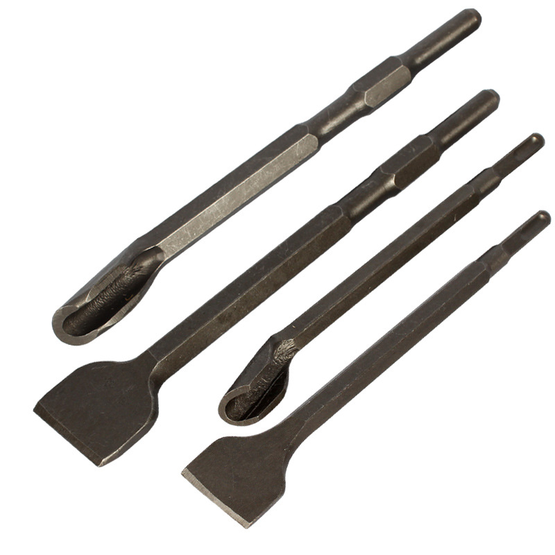 Wire steel electric hammer electric pick slotted chisel square four pits widened hexagonal widened U-shaped with hook Wall electric shovel head drill bit