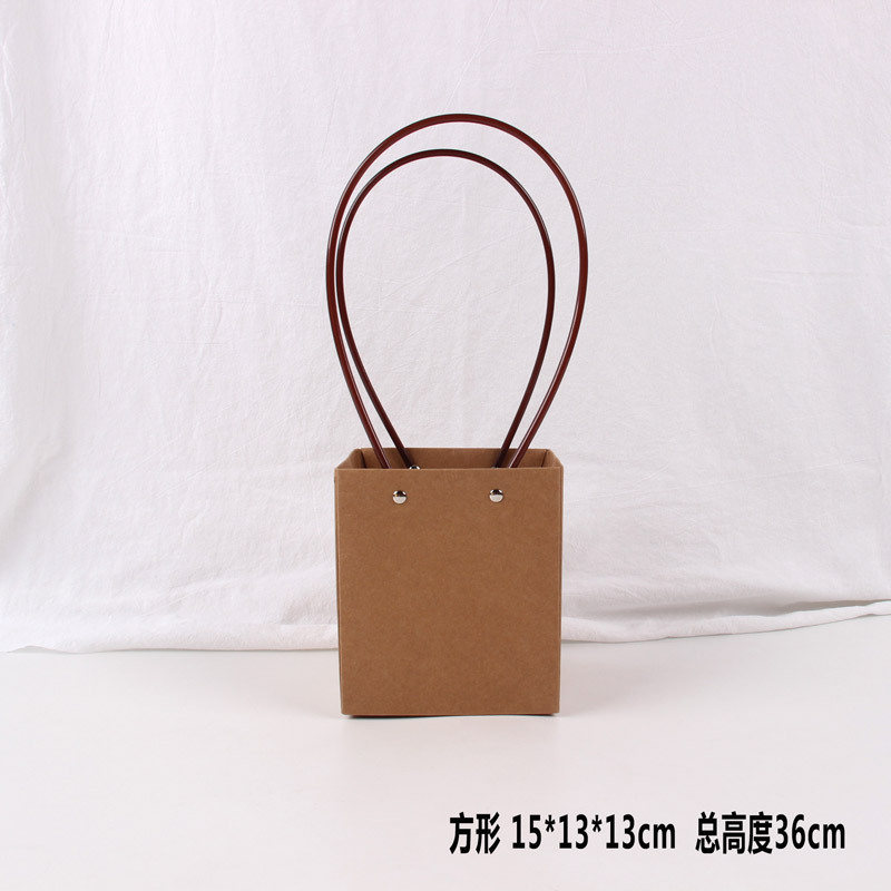 Bolsa de flores de piel de vaca portátil a prueba de agua bolsa de papel Kraft caja de flores floral arreglo floral bolsa de regalo flor bolsa de mano bolsa de ramo