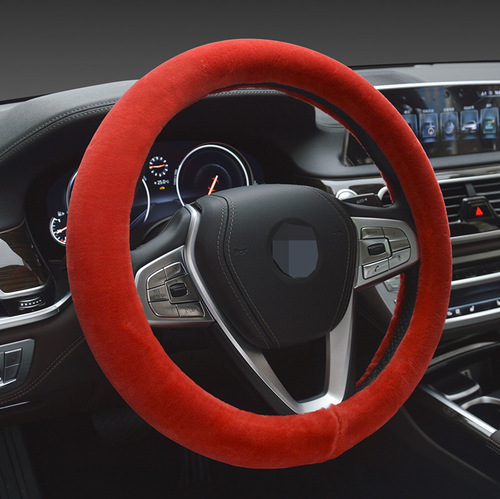 New winter wool velvet steering wheel cover, car short velvet handlebar cover with inner ring, warm in winter, universal for men and women