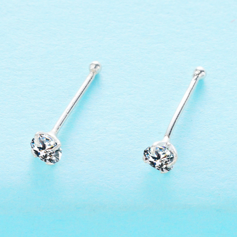 Piercings de Nariz de Plata de Ley 925 con Incrustaciones de Circonita Estilo Japonés y Coreano, Joyería de Nariz Mini para Mujer, Accesorios Transfronterizos de Plata