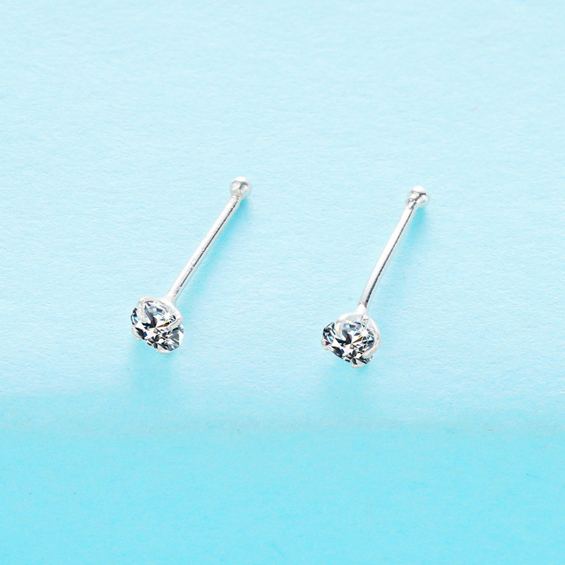 Piercings de Nariz de Plata de Ley 925 con Incrustaciones de Circonita Estilo Japonés y Coreano, Joyería de Nariz Mini para Mujer, Accesorios Transfronterizos de Plata