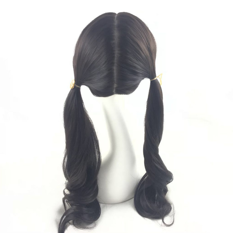 Synthetic Wig Long Curly Air Bangs Double Ponytail Cosplay Long Curly Hair Korean Style Wig
