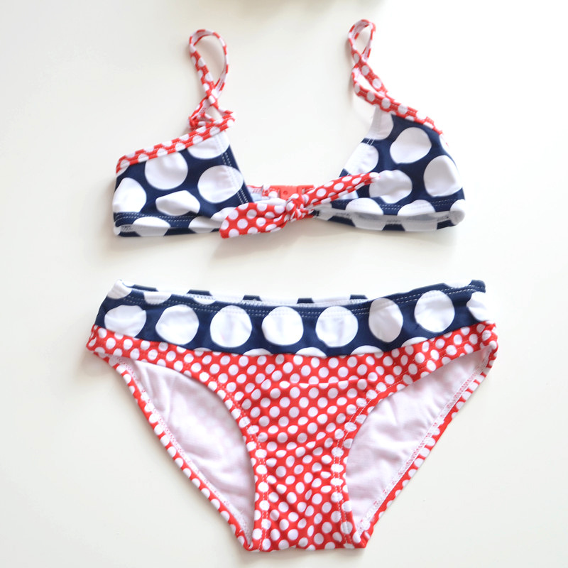 Red and white polka dot bikini