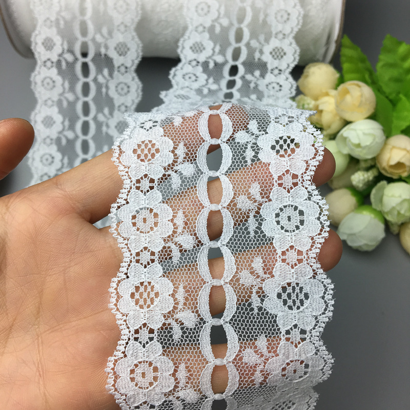 双排太阳花蕾丝 现货6.1CM中孔穿丝带蕾丝花边 公主雨伞蕾丝花边