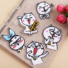 Embroidered patches with funny DIY cat expressions for clothing decoration