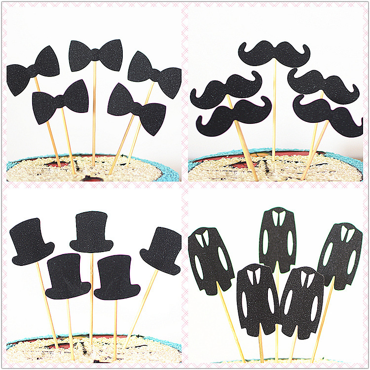 5-Piece Set of Father's Day Birthday Cake Toppers for Men, Happy Birthday Beard Hat Cheongsam Inserts Manufacturer