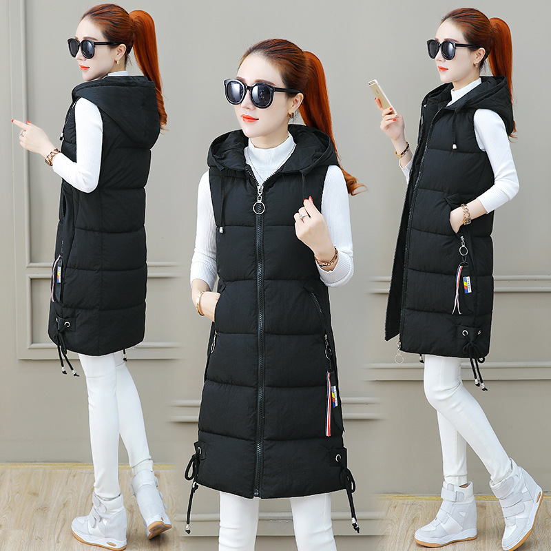 Autumn and Winter Vest Women's Korean Style Slim Fit Mid-length Down Cotton Vest Large Size Women's Waistcoat Fashion Vest Jacket