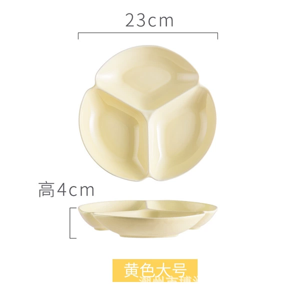 Light yellow three grid 9 -inch bowls