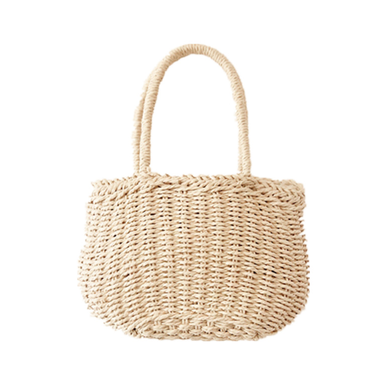 Handmade Straw Bag New Solid Color Literary Beach Vacation Woven Handheld Women's Bag