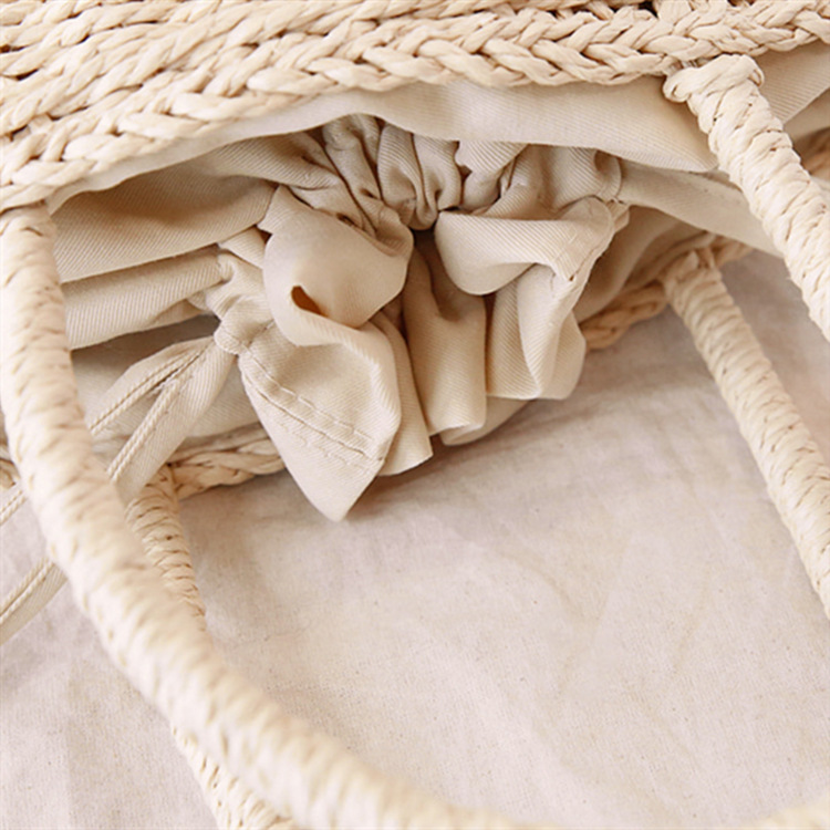 Handmade Straw Bag New Solid Color Literary Beach Vacation Woven Handheld Women's Bag