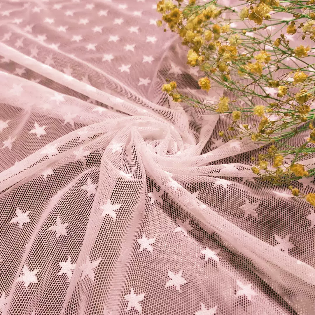 几何花型 锦氨五角星网布服装内衣辅料 女装面料 弹性蕾丝花边