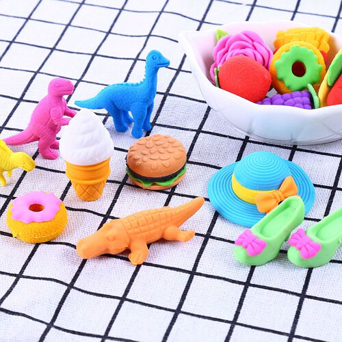 pvc bag eraser student cartoon dinosaur fruit eraser children's gift side bag creative modification eraser