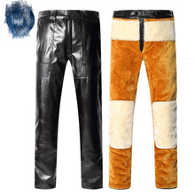 新款冬季中腰外穿宽松型休闲pu裤子黑色加厚皮裤子纯色现货批发