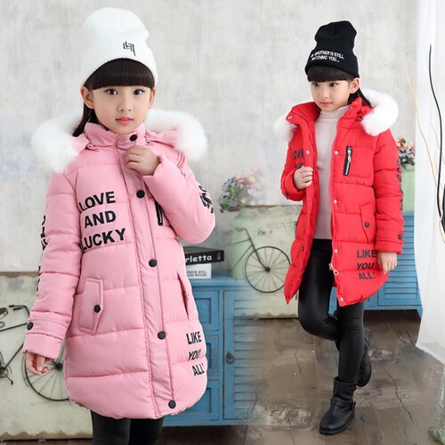 Winter New Letter Hooded Long-Sleeve Children's Cotton Coat Korean Style Thick Children's Cotton Padded Jacket For Middle Kids