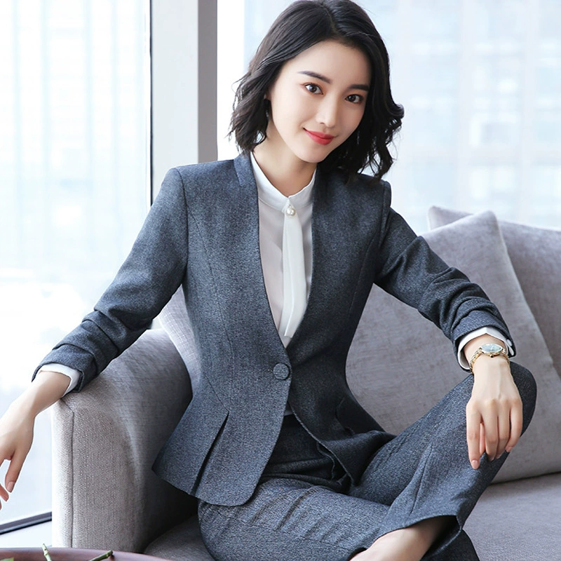 Деловой костюм женский осенне-зимний костюм 2020 с длинными рукавами брючный костюм деловой белый воротник официальная одежда OL Пригородные комбинезоны