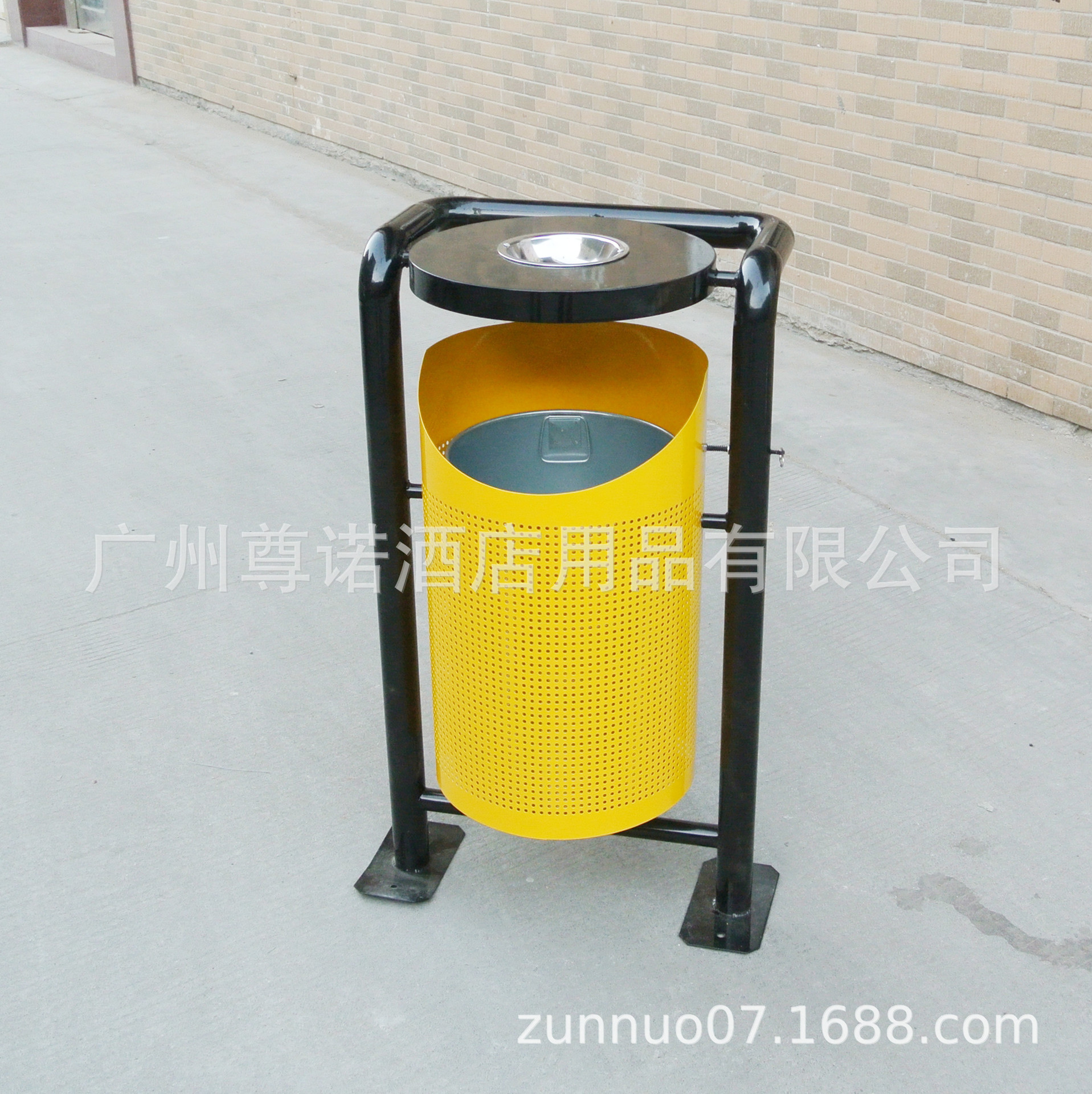 （厂家直销）别墅区角彩户外圆形垃圾桶现货供应珠三角 免邮费