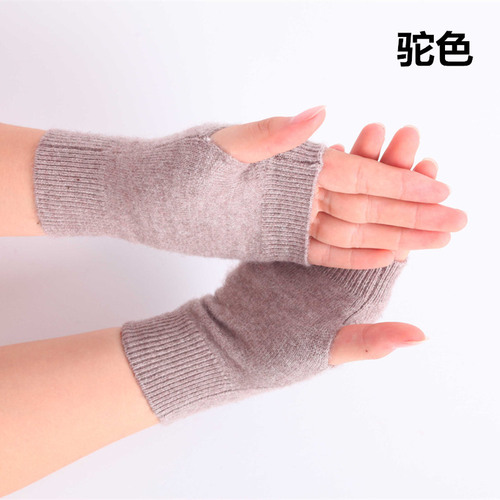 Cashmere autumn and winter gloves for male and female students, wool thread writing and typing mobile phone short half-finger open finger warm knitted wristbands