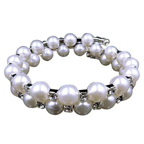 新款时尚手链多排水钻珍珠手镯 儿童手镯韩国饰品手饰厂家批发