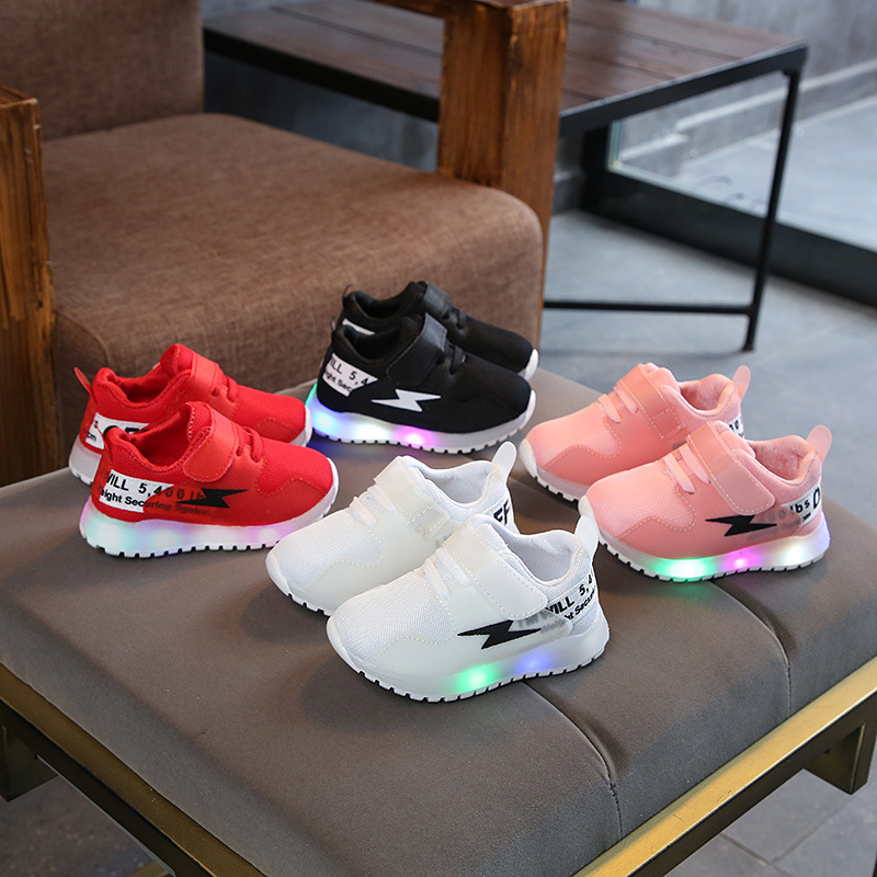 Spring and Autumn New Children's Shoes Led Light-Up Shoes 1-7 Years Old Children's Sports Shoes Boys and Girls Mesh Lightweight Light-Up Shoes