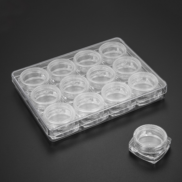 3g方形套装膏霜瓶 PS包装瓶 彩妆盒方瓶套装 凹底方瓶 12只装